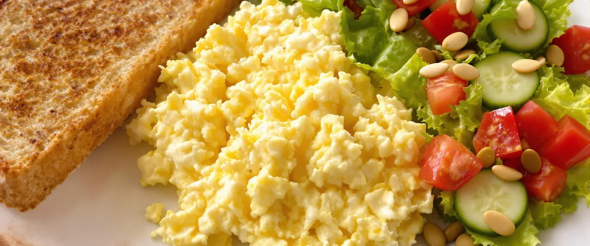 jajecznica z chlebem razowym