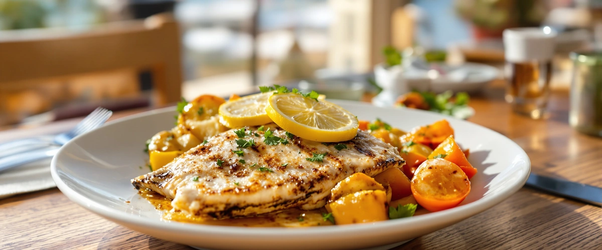 Grillowana ryba z cytryną i warzywami