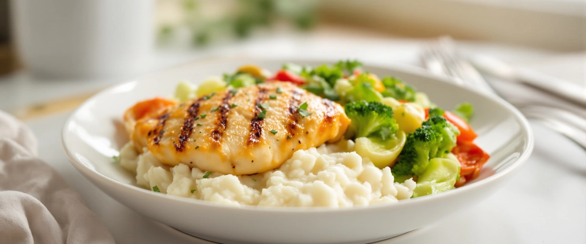 Grillowany kurczak z ryżem i warzywami