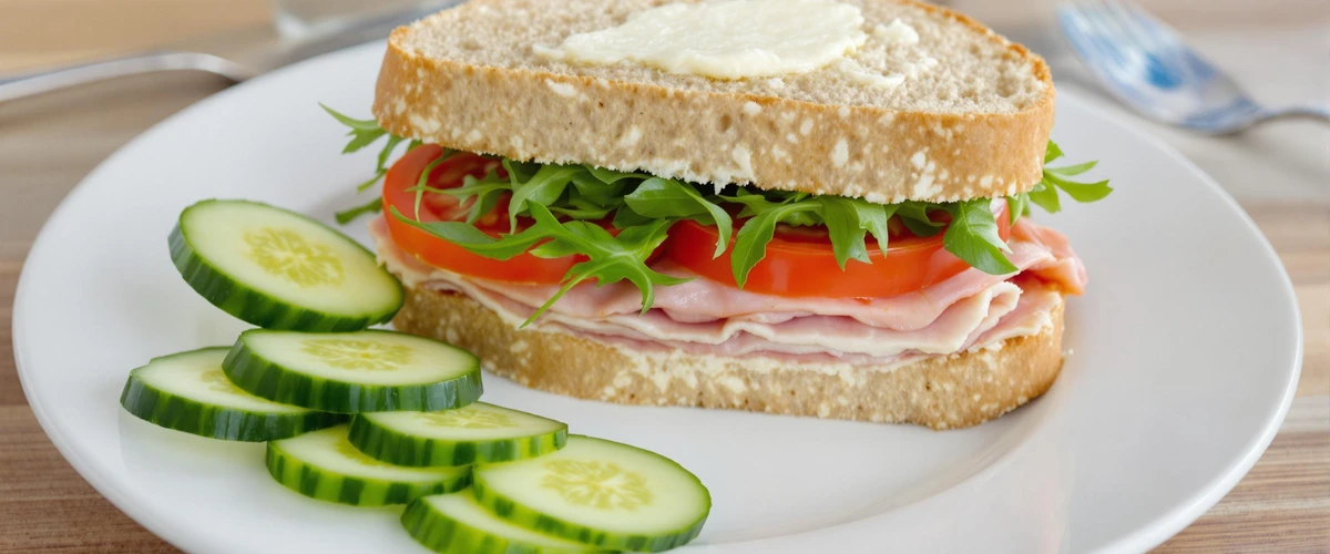 Kanapka z wędliną pomidorem i ogórkiem