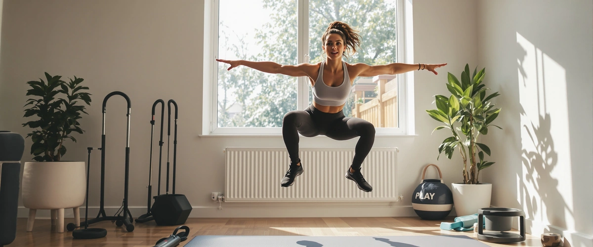 Kobieta ćwiczy w domu