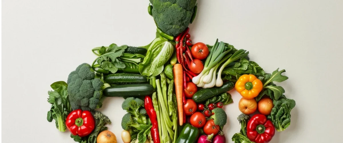 Model człowieka ułożony z warzyw