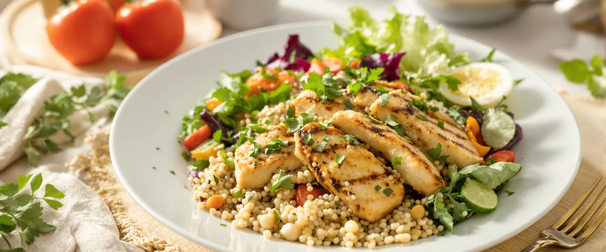 Kurczak z kaszą i sałatą