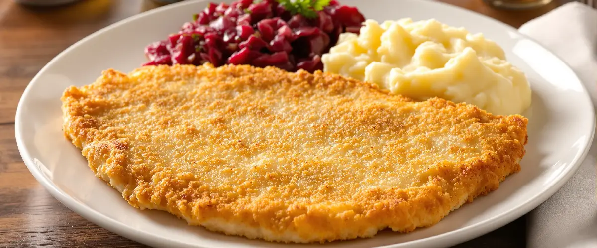 kotlet schabowy z puree i buraczkami