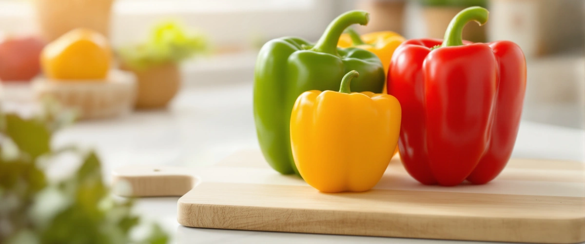 Papryki na drewnianej desce