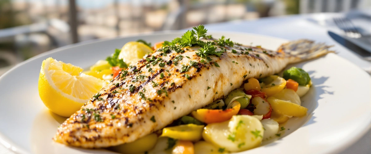 Pieczona ryba z warzywami cytryną