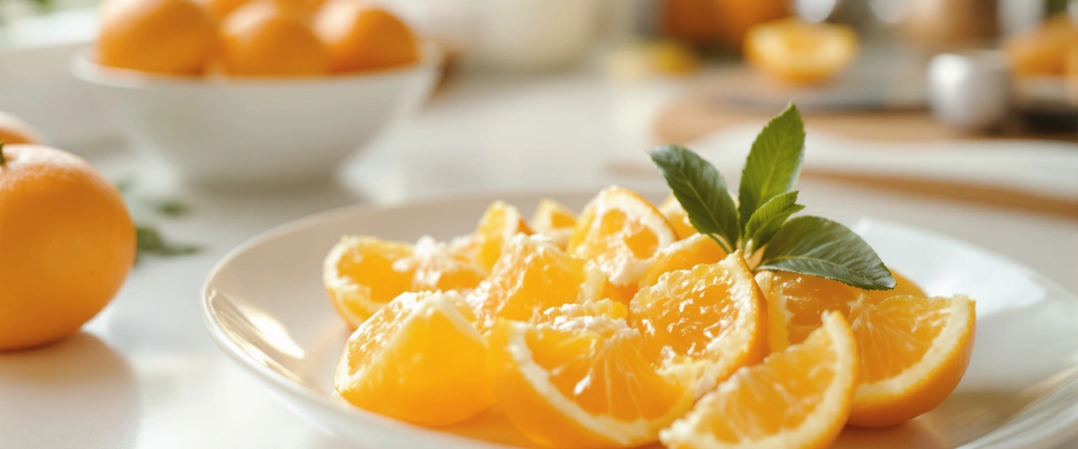Plastry mandarynek na talerzu