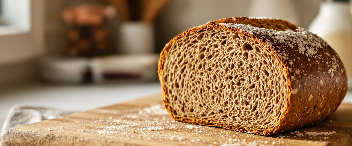 Pokrojony chleb żytni na desce