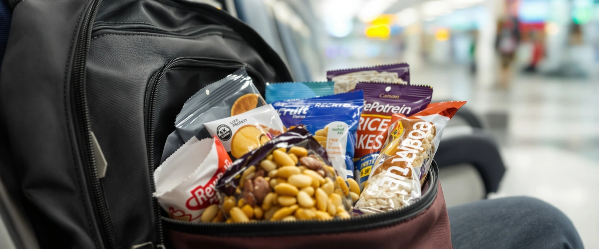 Przekąski w plecaku na lotnisku