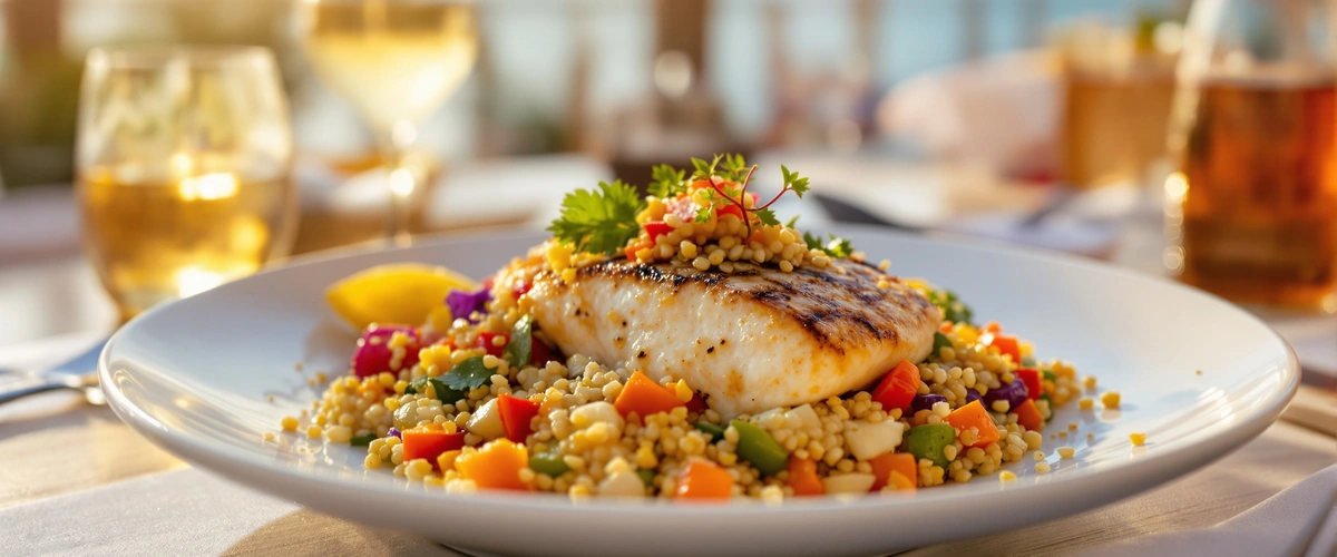 Rybka z kolorowymi warzywami