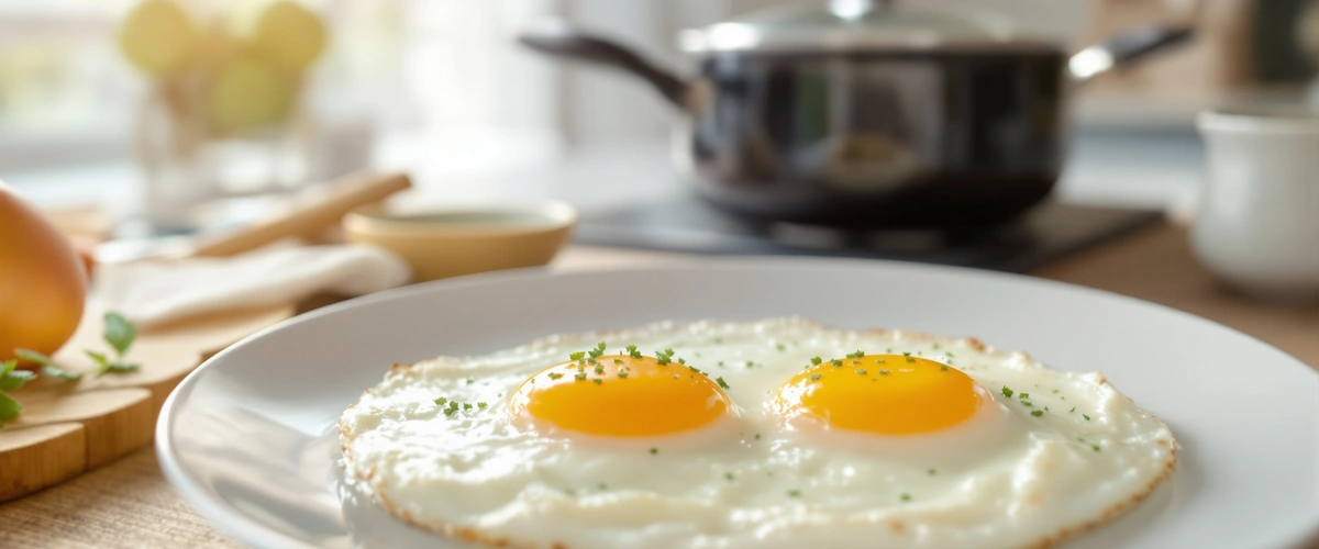 Smażone jajka na talerzu