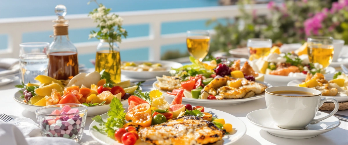 Śródziemnomorskie śniadanie na hotelowym tarasie