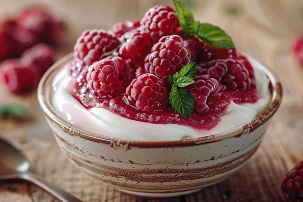 jogurt z malinami