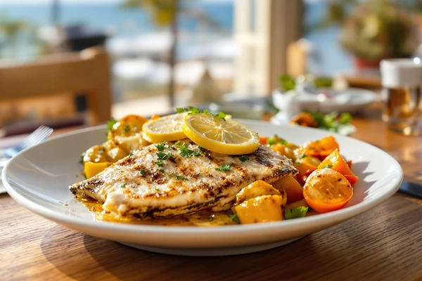 Grillowana ryba z cytryną i warzywami