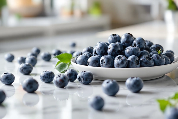 borówki amerykańskie w białej misce