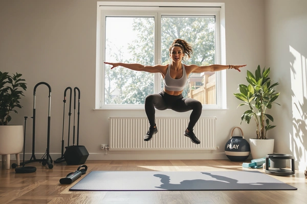Kobieta ćwiczy w domu