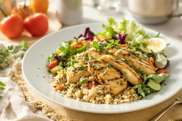 Kurczak z kaszą i sałatą