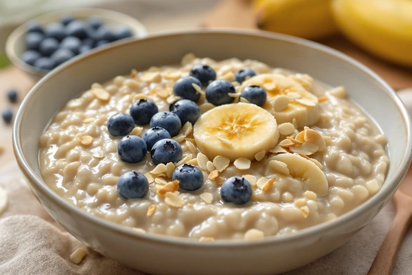 owsianka z borówkami i bananem