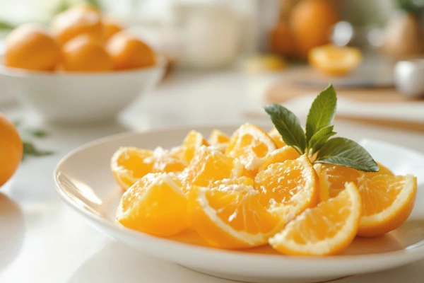 Plastry mandarynek na talerzu