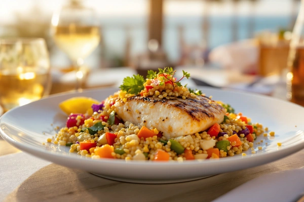 Rybka z kolorowymi warzywami