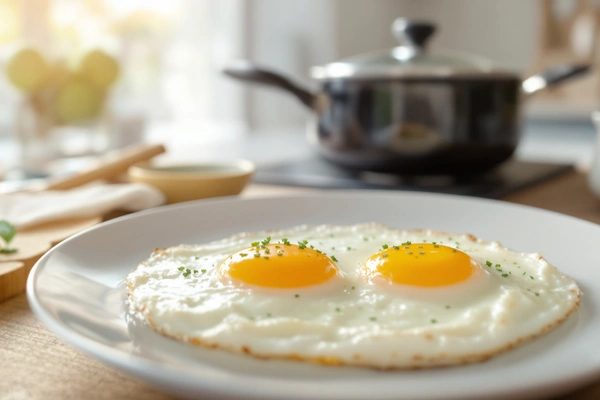 Smażone jajka na talerzu