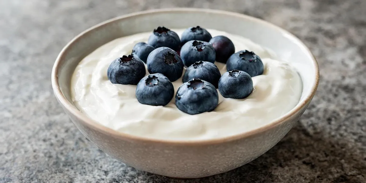 jogurt naturalny bez laktozy z dodatkiem borówek
