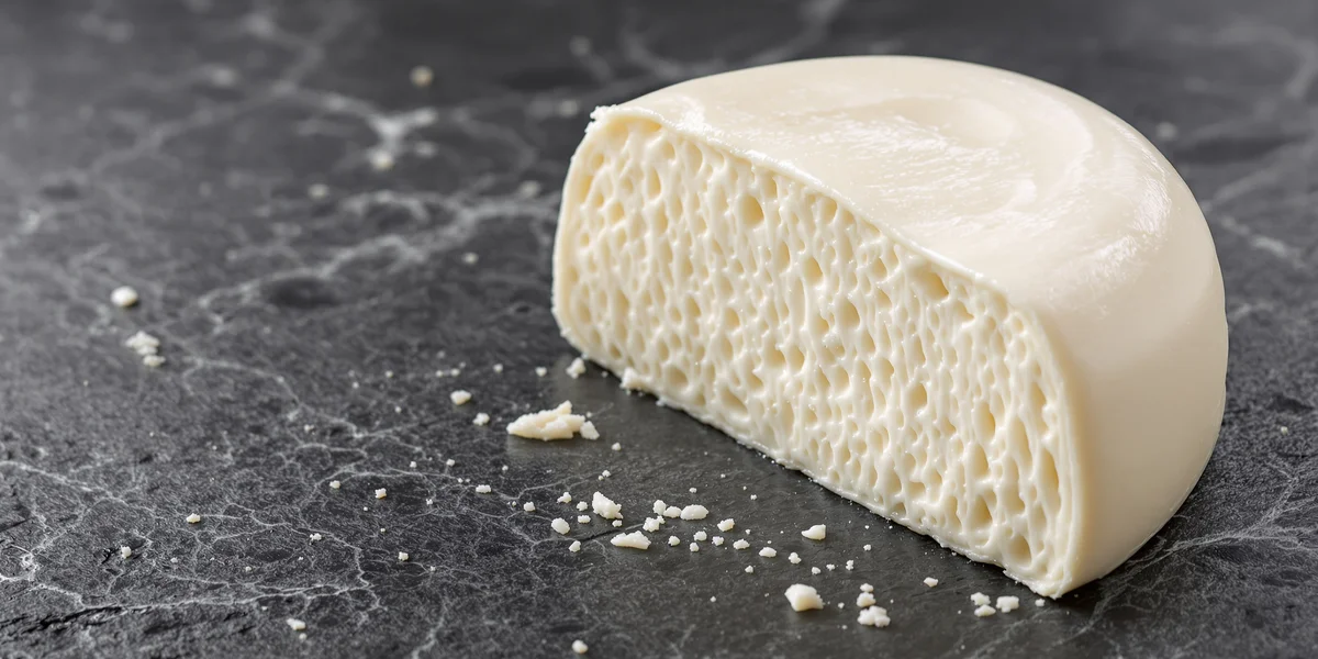 Biała mozzarella na ciemnym tle