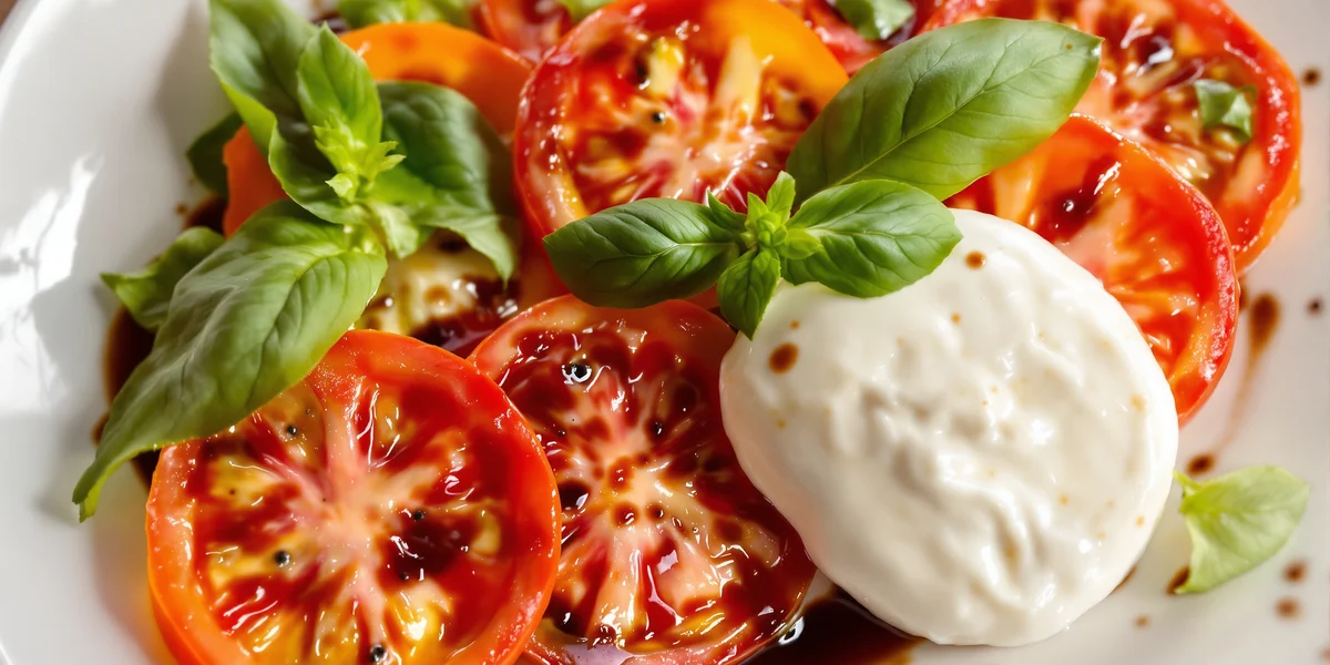 sałatka caprese z burraty i pomidorów