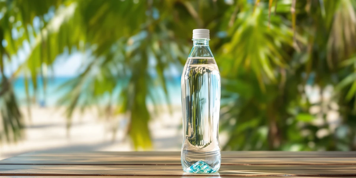 Butelka wody na plaży
