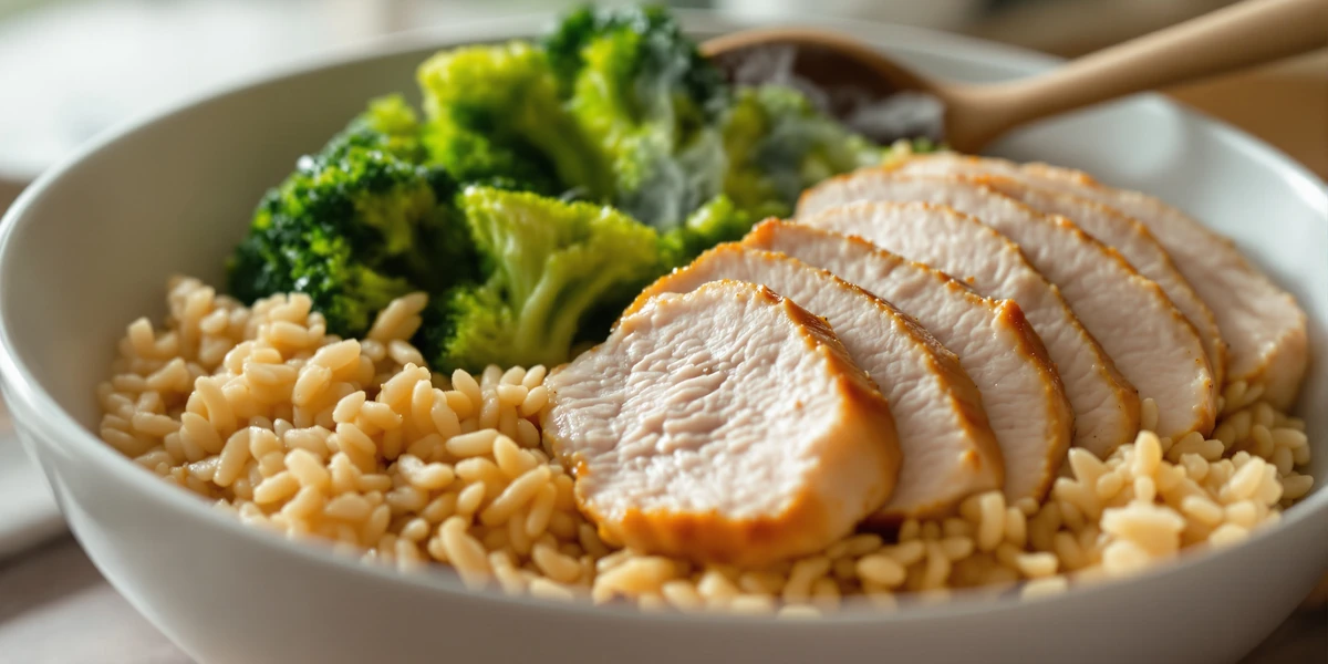 kasza z kurczakiem i brokułami