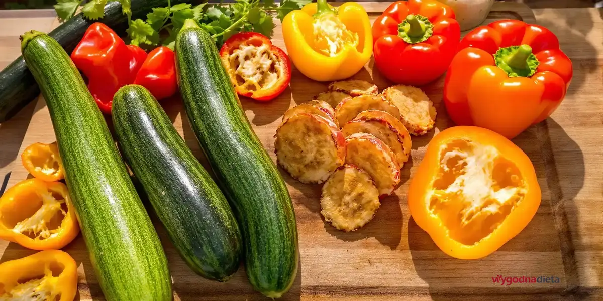 papryki żółte i czerwone i cukinie