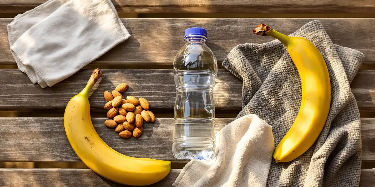 butelka wody i owoce