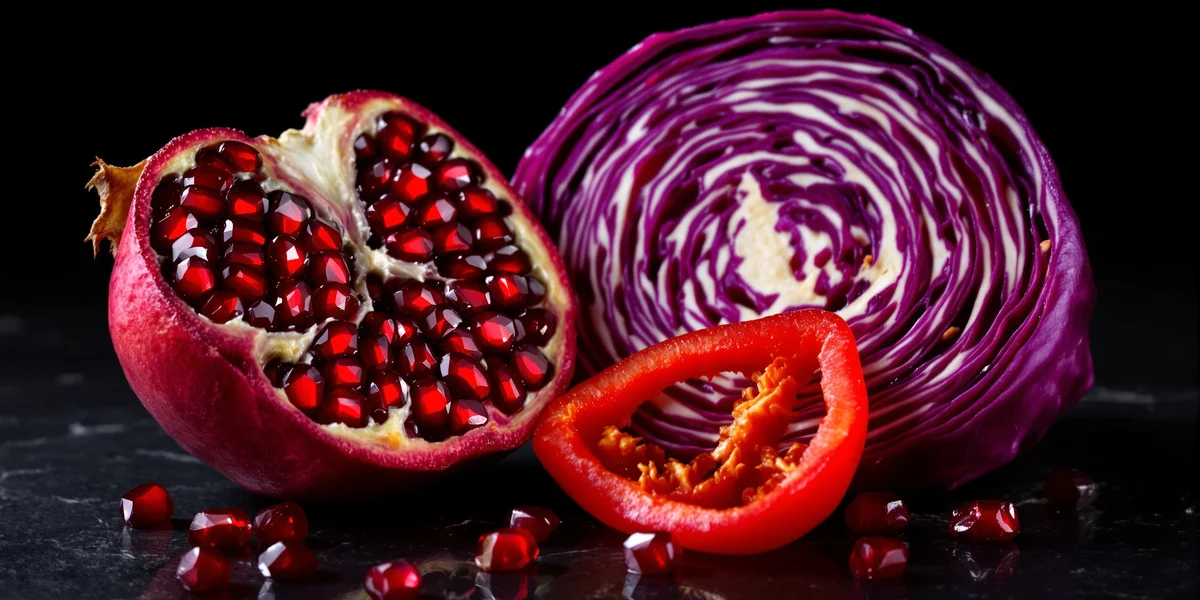 czerwona kapusta, papryka i granat