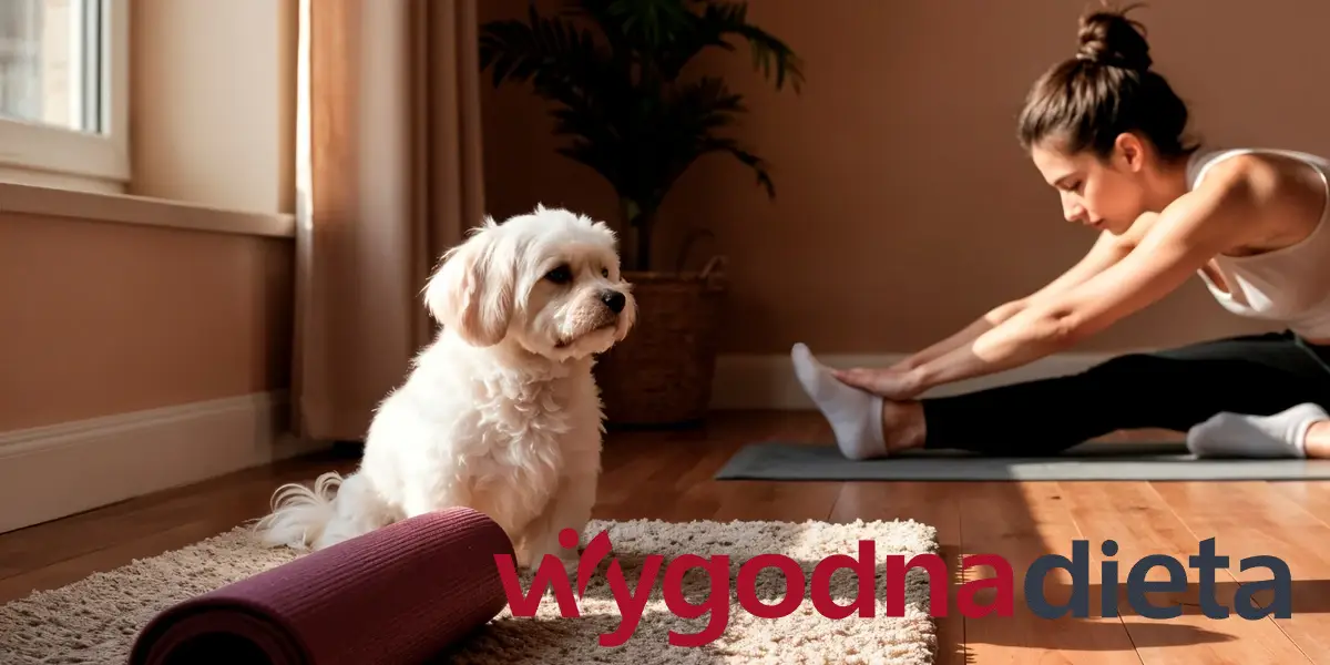 kobieta ćwicząca w domu jogę