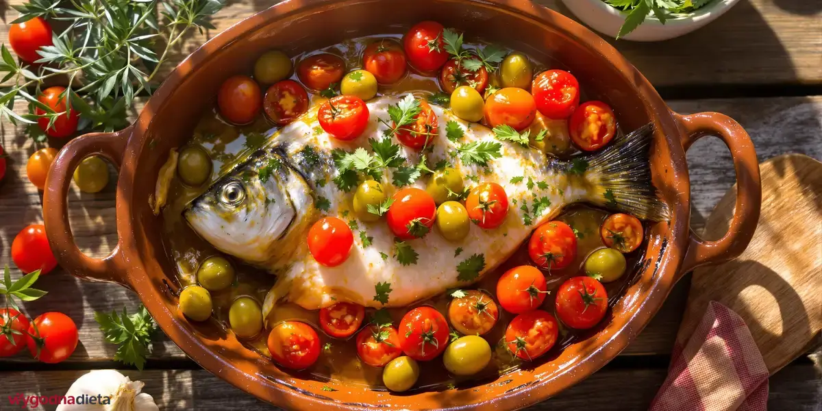 dorada z pieczonymi warzywami