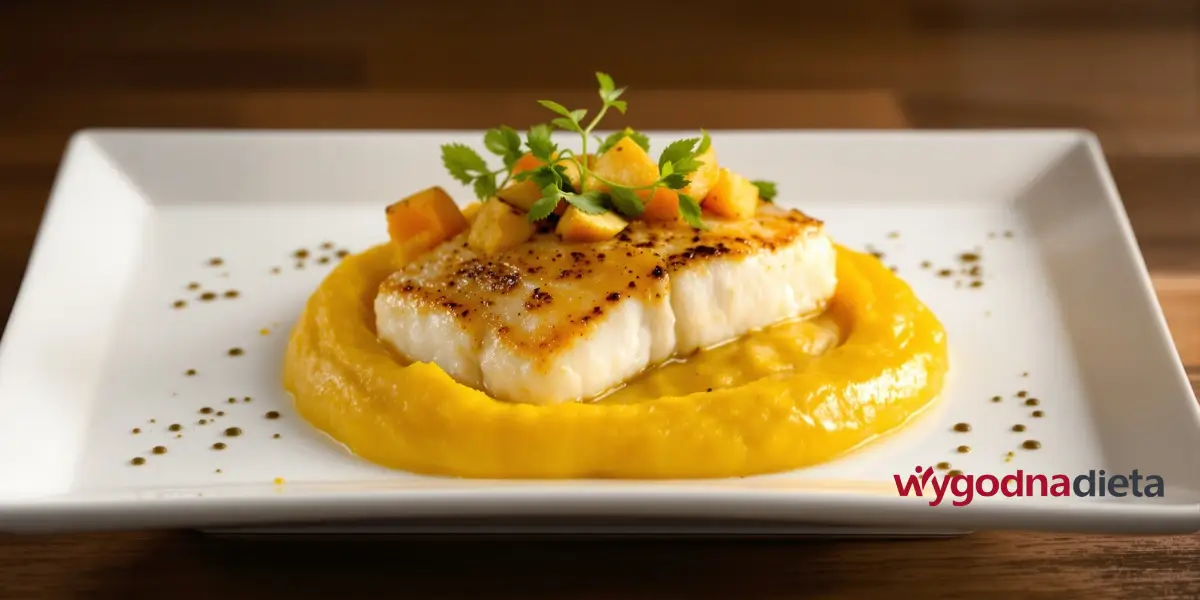 dorsz z purée z ziemniaków i dyni