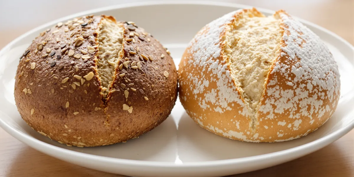 Dwie bułki chleba na talerzu