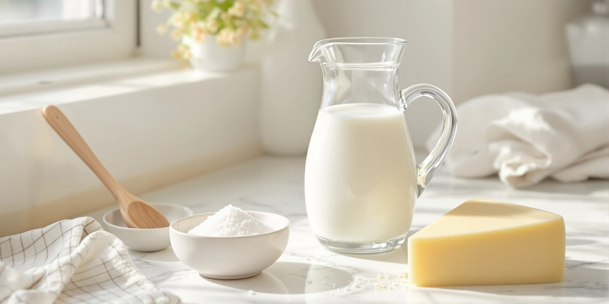 Dzbanek mleka, ser i sól