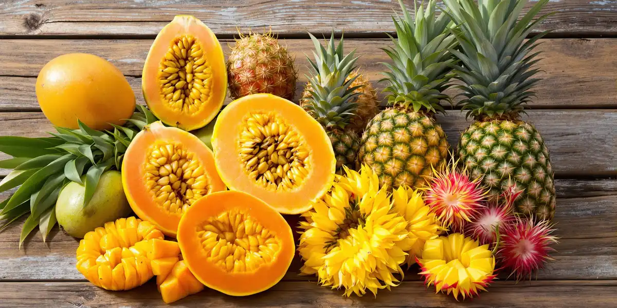 Egzotyczne owoce na drewnie