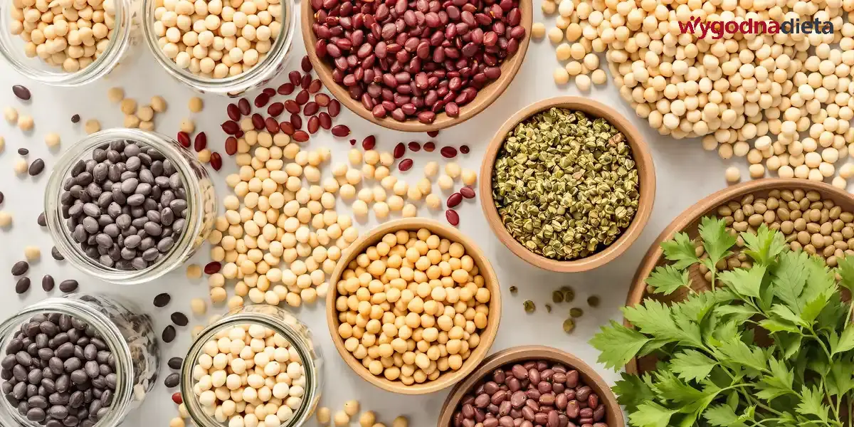 fasola, soczewica zielona i ciecierzyca w słoikach