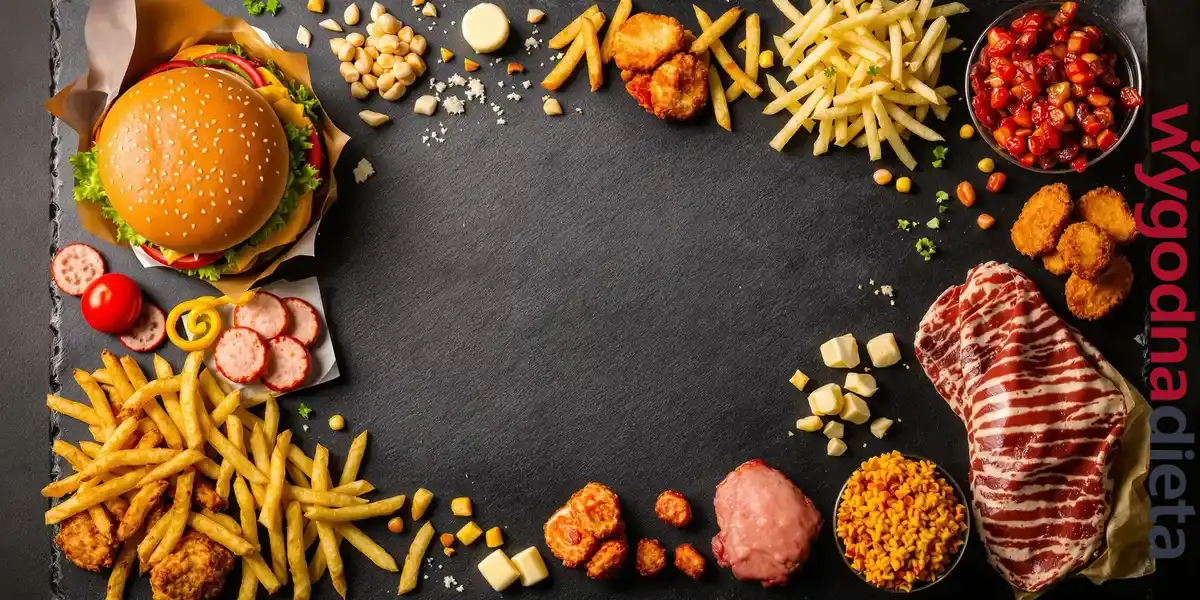 fast foody: frytki, hamuberger, nuggetsy z kurczaka