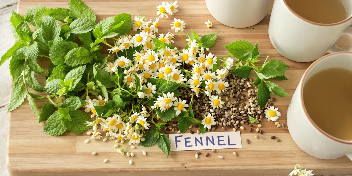 kwiaty kopra włoskiego, nasiona, herbata