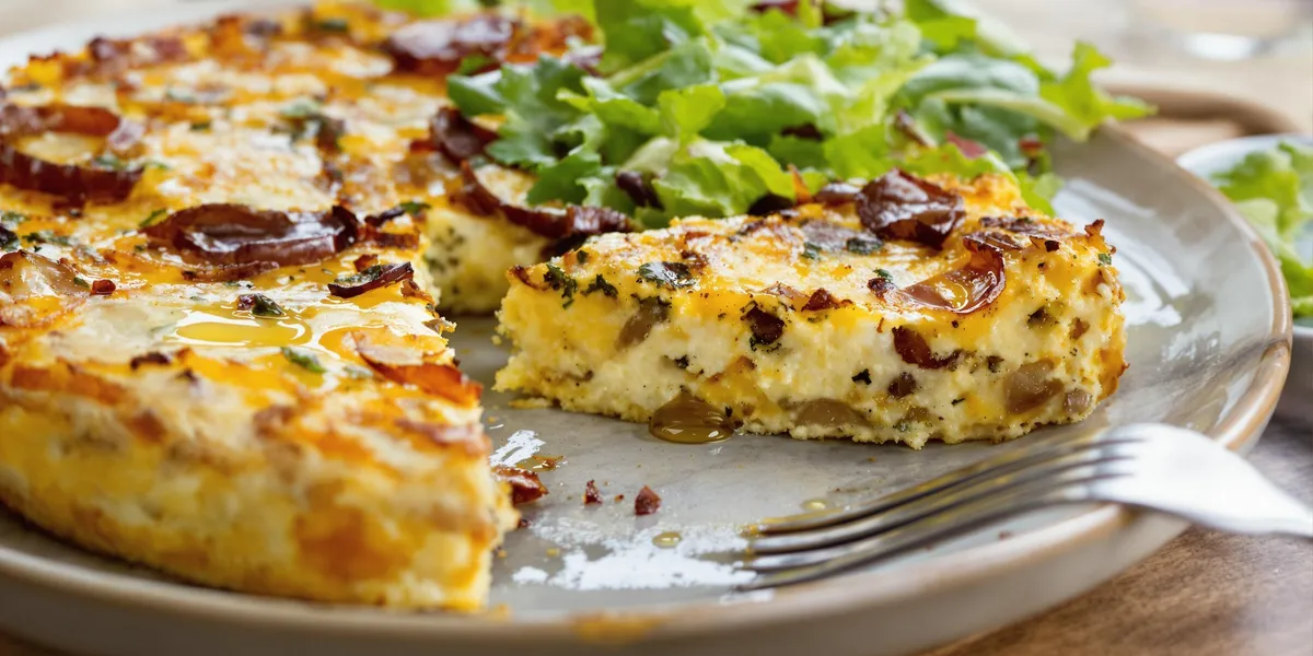 Frittata z ziemniakami i zieloną sałatką