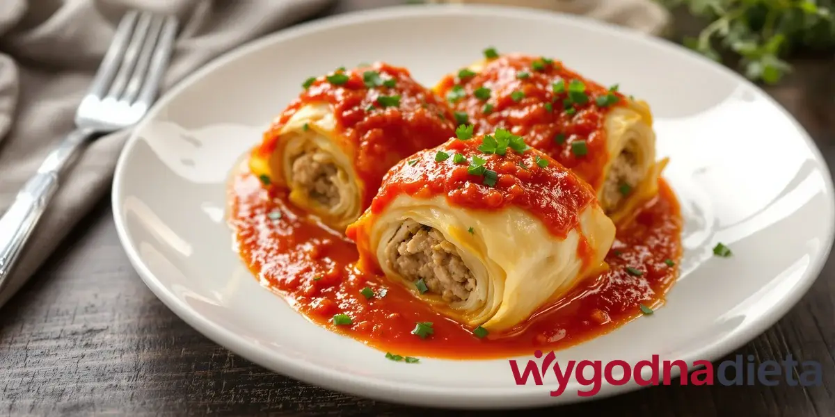 gołąbki w sosie pomidorowym z farszem z piersi z indyka
