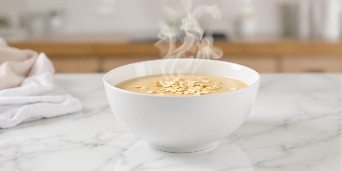 Gorąca owsianka gotowana na wodzie