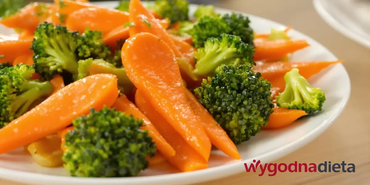 brokuł i marchew gotowana na parze