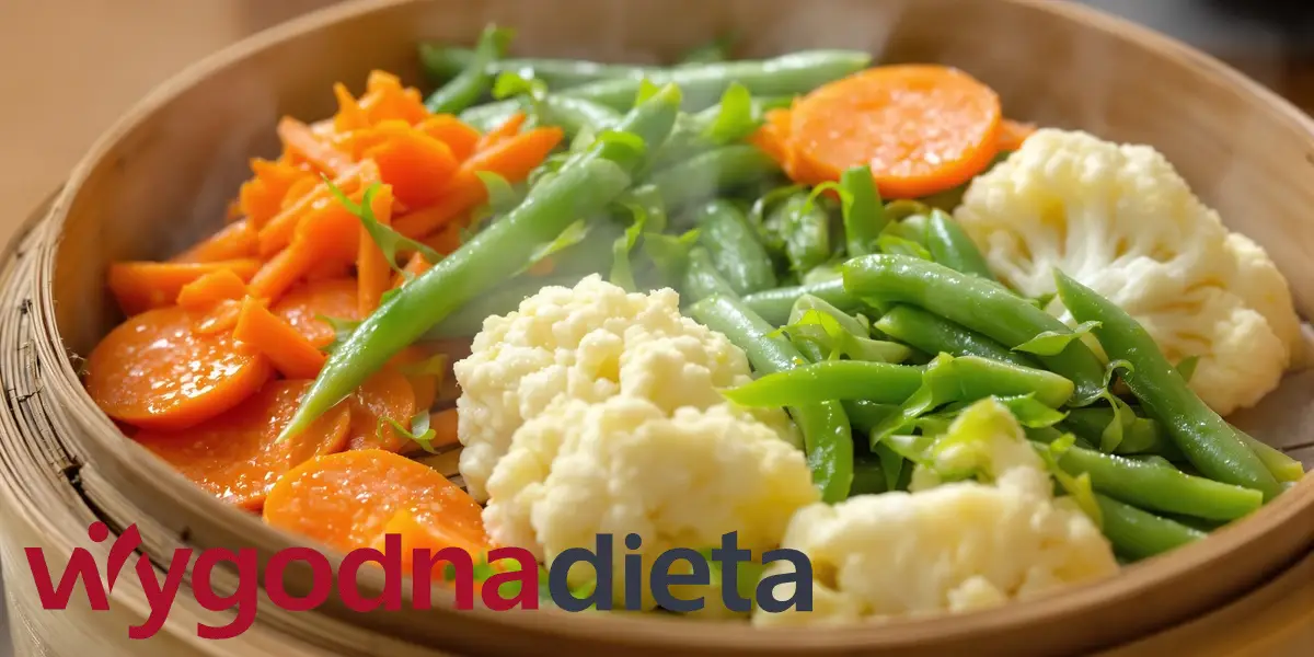 marchew, zielona fasolka szparagowa i kalafior gotowany na parze