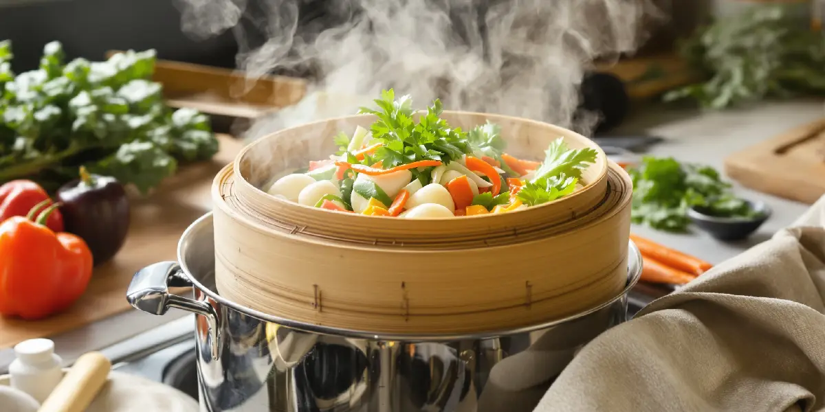 różnorodne warzywa gotowane na parze