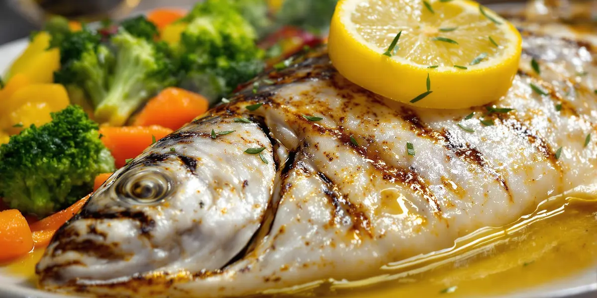 Grillowana dorada z cytryną i warzywami