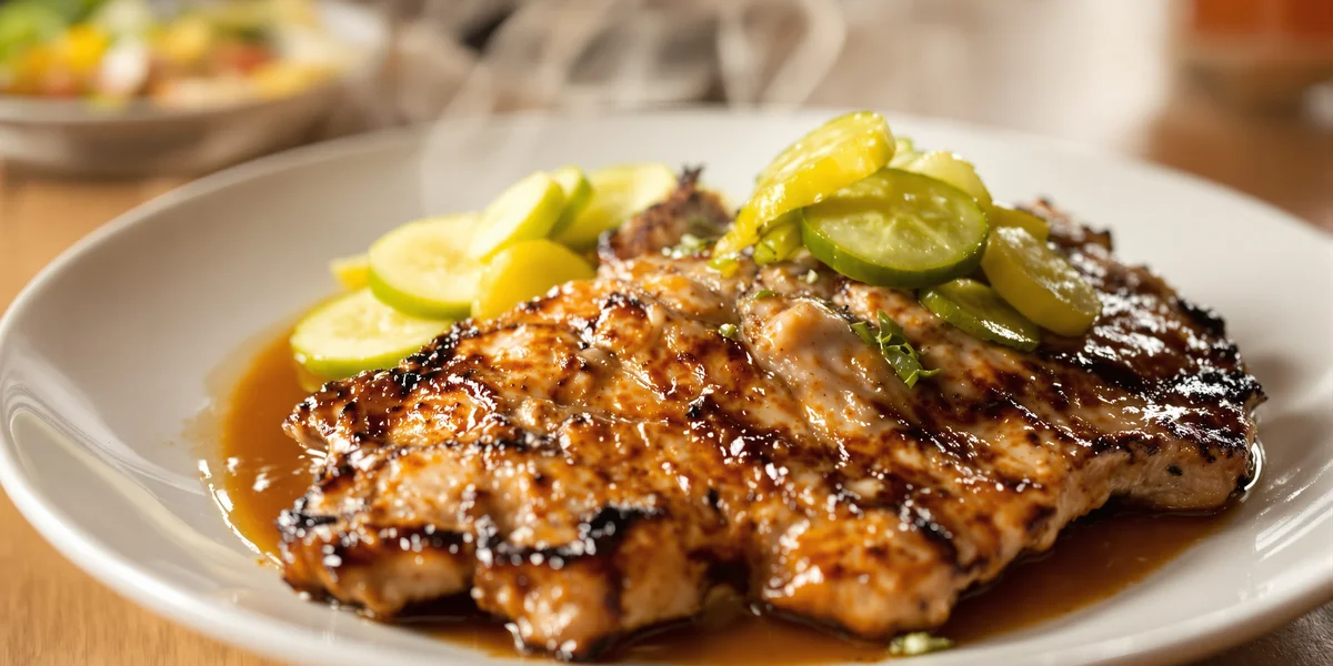 Grillowane mięso z kiszonymi ogórkami